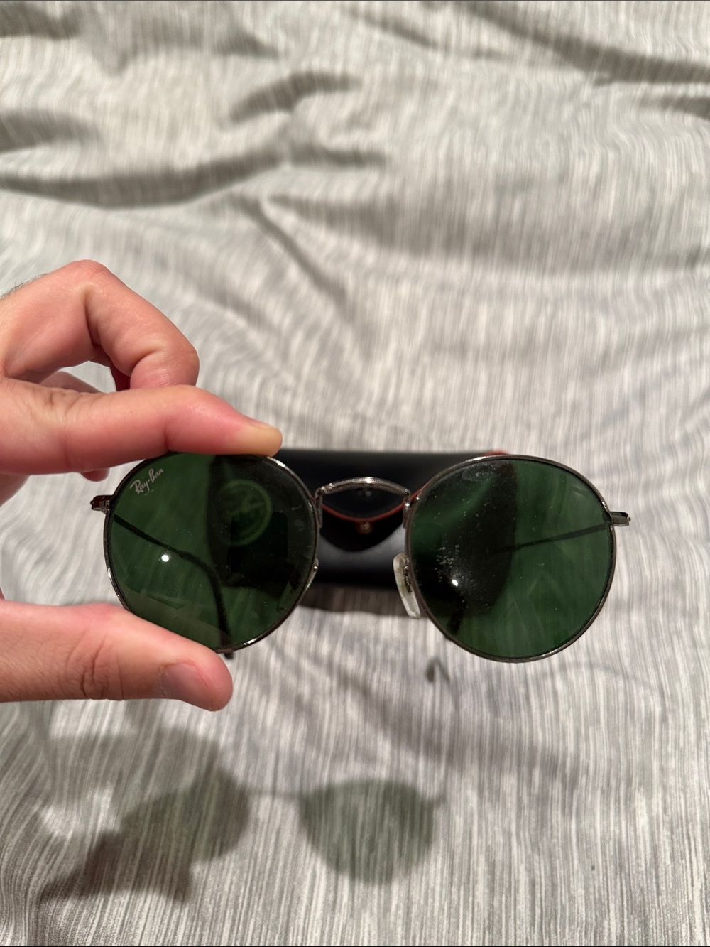 Ray-Ban Round Metal Sunglasses - Silver Frame with Green Lenses